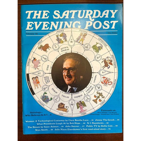 Vintage Magazine The Saturday Evening Post Feb 1974 Zodiac Astrology Rockwell - Picture 1 of 8
